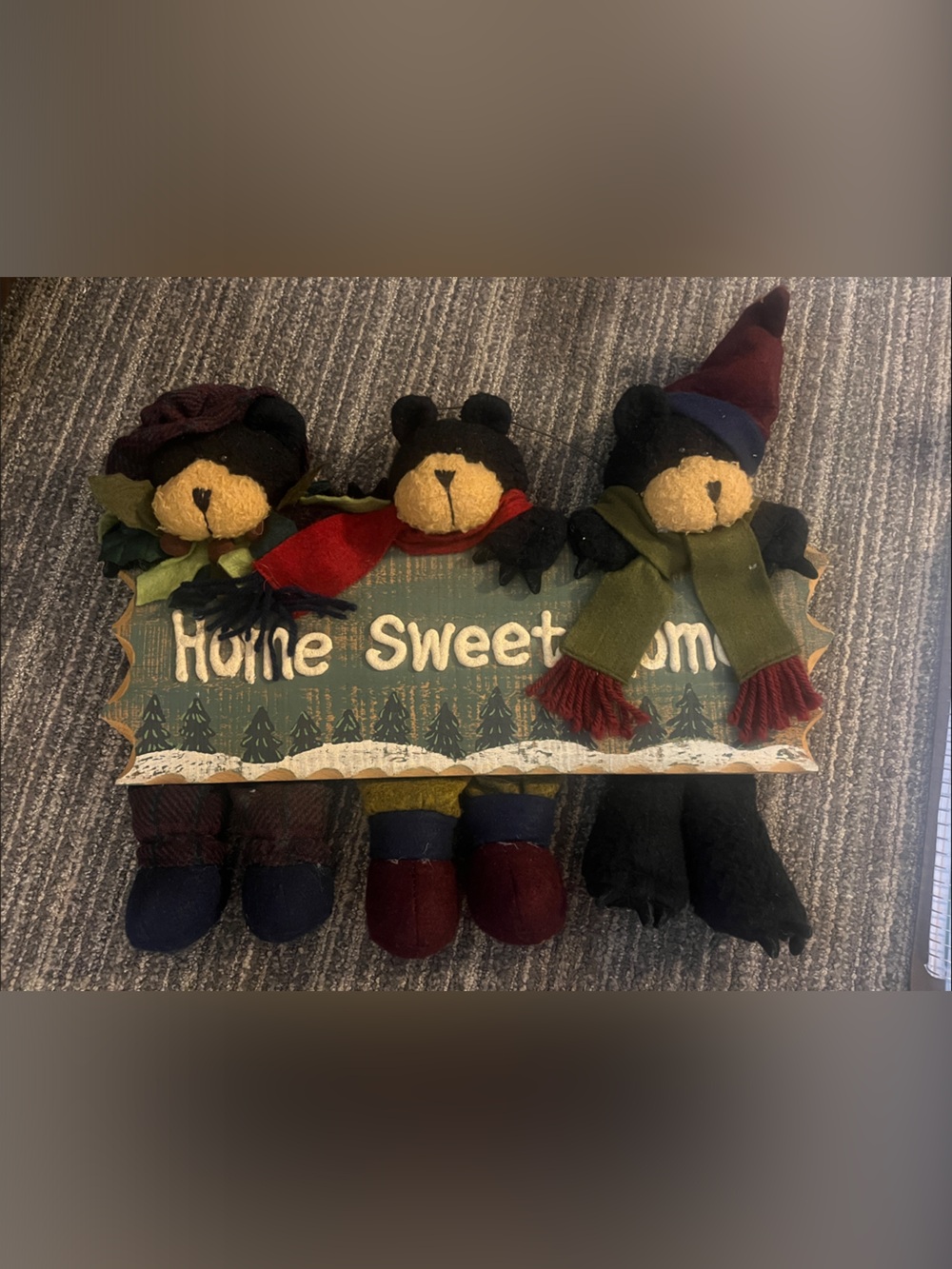 Home Sweet Home Bear Trio Wall Sign -Rustic or Woody accent to your home 450